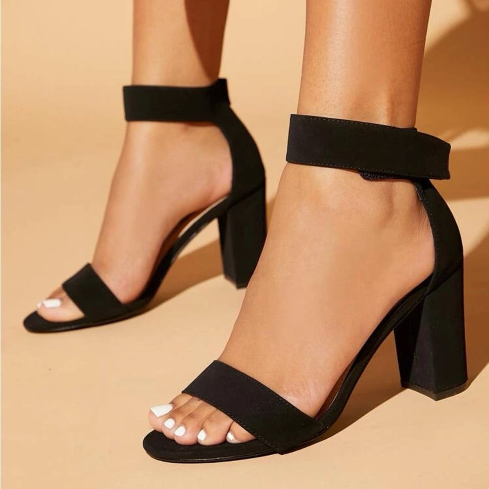 Open toe block heels 3.5 inch
